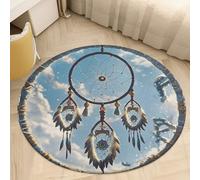 Native American Dream Catcher Round Area Rug Non Slip Floor Mat Rug Washable Low Pile Indoor Circle Carpet Soft Floor Protector Mat Pad for Bedroom Living Room Kitchen Office Decor 60 * 60cm