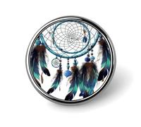 Native American Dream Catcher Round Badge Personalized Aluminum Alloy Button Pins Exquisite Circular Brooch Pin Fashion Decorative Enamel Lapel Pin Metal Button Badge for Bag Jacket Shirt Clothes