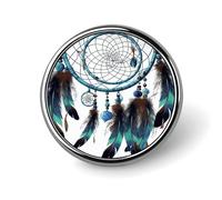 Native American Dream Catcher Round Lapel Pin Women's Novelty Buttons & Pins Metal Badge Cute Brooch Retro Pinback Badge Fashion Bag Pins for Hat Backpacks Tie Suit Wedding Party Accessory, silver