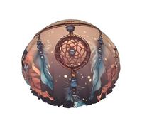 Native American Dream Catcher Shower Cap for Women Reusable Waterproof Shower Bonnet Double Layer Large Bath Cap Washable Elastic Band Bath Hair Hat Braids, Men