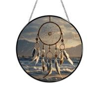 Native American Dream Catcher Stained Glass Window Hanging Sign Suncatcher