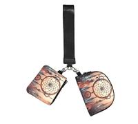 Native American Dream Catcher Wristlet Keychain Wallet Pouch with Strap Double Zipper Small Coin Purse Portable Wrist Bag for Travel Gym Daily Use