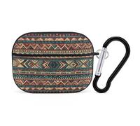 Native American Earbuds Organizer Shockproof Protective Airpods Pro Cover with Carabiner Clip Anti Fall Carrying Earphone Case Cover for Airpods Pro 2nd Generation Black