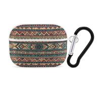 Native American Earbuds Organizer Shockproof Protective Airpods Pro Cover with Carabiner Clip Anti Fall Carrying Earphone Case Cover for Airpods Pro 2nd Generation White