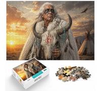 Native American Elder with Buffalo Skull Jigsaw Puzzle, 1000 Piece | For a thoughtful indoor hobby, this adult jigsaw puzzle with 1000 pieces fits quiet afternoons.