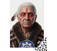 Native American Elder with War Paint Adult 1000-Piece Jigsaw Puzzle, 70x50cm/1000pcs; Tabletop Entertainment at Home; White Cardboard for Steady Handling