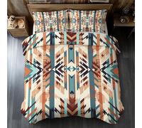 Native American Emperor Duvet Cover Set, Navajo Aztec Southwestern Bedding Set, Microfiber Soft Reversible Quilt Cover 290x235 + 2 Pillowcase, Zipper Closure, Bedroom Decor BhT38