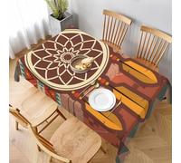 Native American Ethnic Dream Catcher Dining Table Cover Washable Table Cover Dust-Proof Tablecloths For Wedding Kitchen 137X183Cm