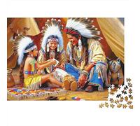 Native American Family 1000 Piece Leisure Puzzle for Adults Loving Native Family Inside Warm Teepee Premium Sturdy Challenging Stress Relief 52x38cm/1000pcs