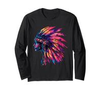 Native American Feather Headdress Artwork Indian Tribe Long Sleeve T-Shirt