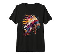 Native American Feather Headdress Artwork Indian Tribe Premium T-Shirt