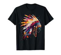 Native American Feather Headdress Artwork Indian Tribe T-Shirt