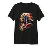 Native American Feather Headdress Indian Chief Indian Tribe Premium T-Shirt