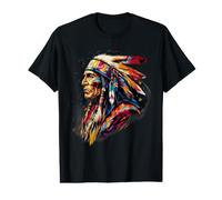Native American Feather Headdress Indian Chief Indian Tribe Value Graphic T-Shirt