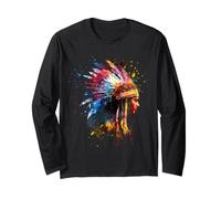 Native American Feather Headdress Indian Tribe Artwork Long Sleeve T-Shirt