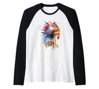 Native American Feather Headdress Indian Tribe Artwork Raglan Baseball Tee