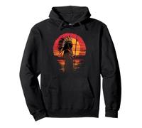 Native American Feather Headdress Sunset Indian Chief Pullover Hoodie