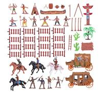 Native American Figurines - Cowboys Wild West Playset for Creative Play