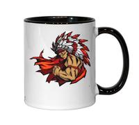 Native American fire Warrior Art Ceramic Tea Coffee Mug Black