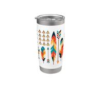 Native American Flag Tribal Arrows Feathers Indigenous Art Stainless Steel Insulated Tumbler
