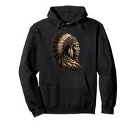 Native American Flag USA Indian Chief Feather Headdress Pullover Hoodie