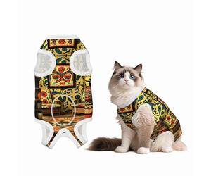 Native American Folk Art Custom Patterned Surgery Suit for Dogs Cat- Post-Surgery Recovery, Wound Care, and Anxiety Relief - Soft Cotton Dog Pajamas with Full Belly Coverage Large