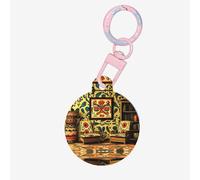 Native American Folk Art Pet ID Tag Dog Cat Tags Personalized Fashionable, Round Many Colors, Acrylic Material, for Small & Large Pets Light Pink Small