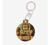 Native American Folk Art Pet ID Tag Dog Cat Tags Personalized Fashionable, Round Many Colors, Acrylic Material, for Small & Large Pets White Small