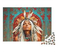 Native American Girl Jigsaw Puzzle 1000 Pieces Recyclable Material Boho Art Puzzles for Adults Fun Present & Activity for Home Great Gift Idea for Men 52x38cm/1000pcs