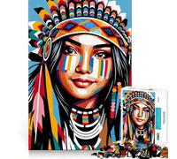 Native American Girl Wpap 1000 Pieces Jigsaw Puzzles for Adults Strong Logic Toy Relaxing Fun Clear Edge Memorable Gift (38x26cm)