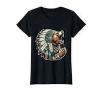 Native American Headdress Bear Claws Value Graphic T-Shirt, Women, Black, S