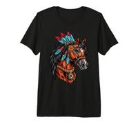 Native American Horse Feather Indian Tribe Indigenous People Premium T-Shirt