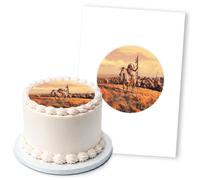 Native American Horse Scene Sunset, 1 Icing Sheet 5" Round Cake Topper