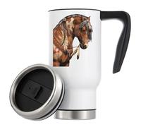 Native American Horse with Feathers Vacuum Insulated Thermal Travel Coffee Mug 480ml White
