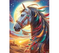 Native American Horse with Rainbow Colors 300 Piece Pack Classic Jigsaw Puzzle Wildlife Plant Couple Puzzle Partners Ultra Difficult Wall Decor Easter New Year Cardboard 300 PCS