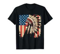 Native American Indian American Chief USA Flag T-Shirt