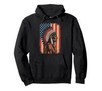 Native American Indian Art Chief American USA Flag Pullover Hoodie