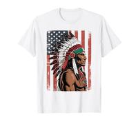 Native American Indian Art Chief American USA Flag T-Shirt