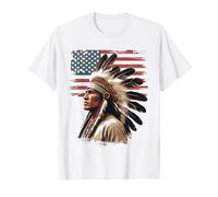 Native American Indian Art Chief American USA Flag T-Shirt