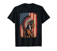 Native American Indian Art Chief American USA Flag T-Shirt