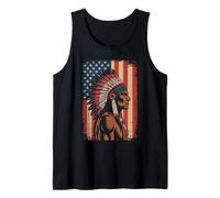 Native American Indian Art Chief American USA Flag Tank Top