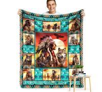 Native American Indian Blankets American Indian Flannel Blanket Southwest Throw Blanket Super Soft Cozy Plush Native American Cacique Blankets for Couch Bed Travelling Camping Gift 50"x60"