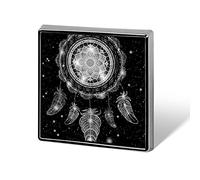 Native American Indian Bohemian Ethnic Mandala Feathers Square Badge Smooth Surface Lapel Tie Pin, Lightweight Badge for Women Men Office Worker Nurse Teacher Student Shirts Backpack