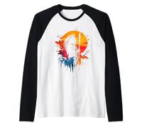 Native American Indian Chief Artwork Sunset Indian Tribe Raglan Baseball Tee