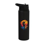 Native American Indian Chief Artwork Sunset Indian Tribe Stainless Steel Insulated Water Bottle