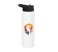Native American Indian Chief Artwork Sunset Indian Tribe Stainless Steel Insulated Water Bottle