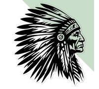 'Native American Indian Chief' Clear Sticker Decal - Waterproof Film for Windows, Cars, Walls & Crafts, Large (210mm) (DC00143594)