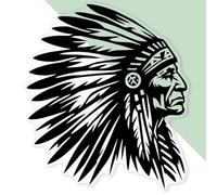 'Native American Indian Chief' Clear Sticker Decal - Waterproof Film for Windows, Cars, Walls & Crafts, XL (460mm) (DC00143595)