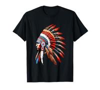 Native American Indian Chief Headdress Indigenous Men Boys T-Shirt