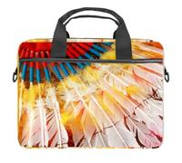Native American Indian Chief Headdress Pattern Laptop Case Bag Sleeve Portable Crossbody Messenger Briefcase w/Strap Handle, 13 14 inch